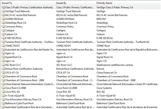 some root CAs provided by Microsoft