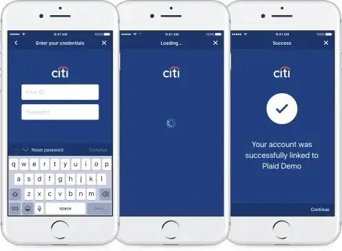 Plaid login screen example