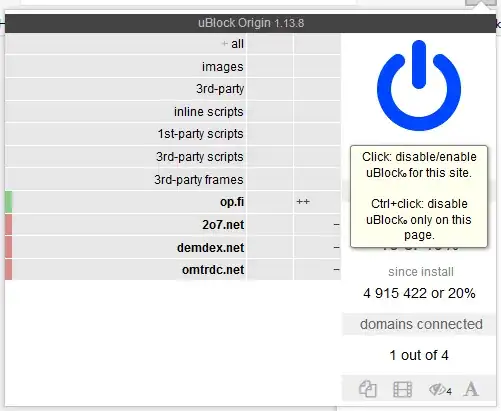 uBlock Origin on uusi.op.fi