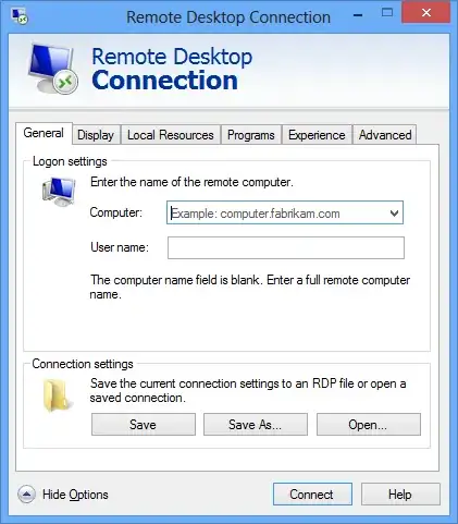 Remote Desktop Connection client on Windows 8