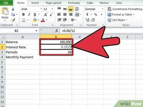 Image titled Calculate a Monthly Payment in Excel Step 4