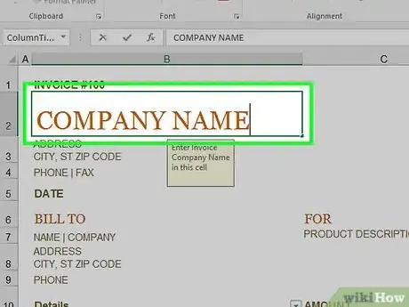 Image titled Make an Invoice on Excel Step 5