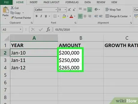 Image titled Calculate Average Growth Rate in Excel Step 3