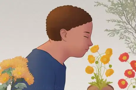 Image titled Boy with Down Syndrome Smells Flowers.png