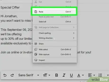 Image titled Cut and Paste in Email Step 11