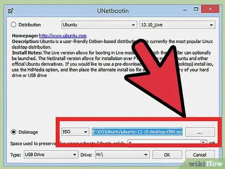 Image titled Make a Bootable Ubuntu with USB Drive Using UNetbootin Step 3