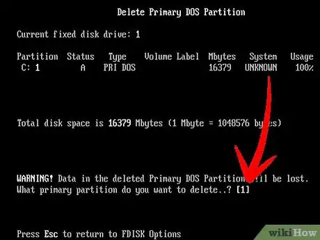 Image titled Use the Fdisk Tool and the Format Tool to Partition a Hard Drive Step 4Bullet2