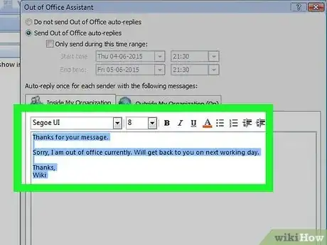 Image titled Turn On or Off the Out of Office Assistant in Microsoft Outlook Step 18