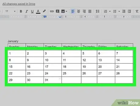 Image titled Create a Calendar in Google Docs Step 9