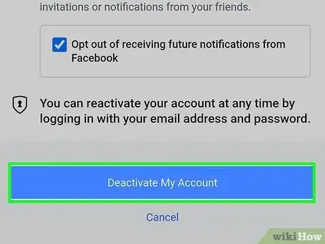 Image titled Deactivate a Facebook Account Step 12