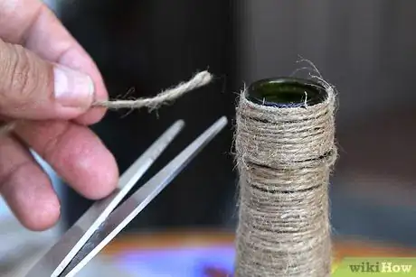 Image titled Make Twine Wrapped Vases from Wine Bottles Step 7