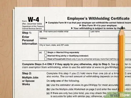 Image titled A federal and state employee withholding W-4 form.