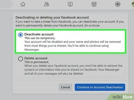 Image titled Deactivate a Facebook Account Step 18