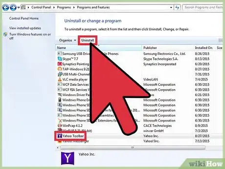 Image titled Remove the Yahoo Toolbar Step 4