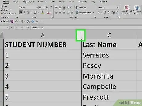 Image titled Unhide Columns in Excel Step 1