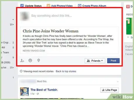 Image titled Post News Articles on Facebook Step 7