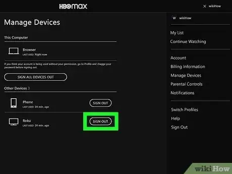 Image titled Sign Out of Hbo Max on Roku Step 10