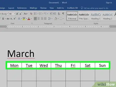 Image titled Make a Calendar in Word Step 13