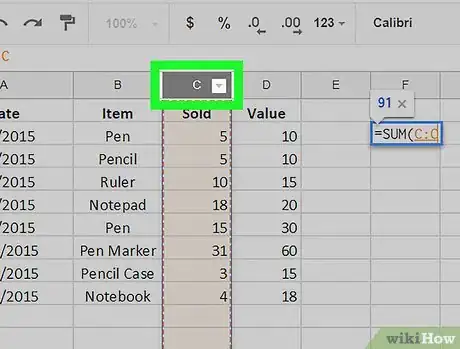 Image titled Apply a Formula to an Entire Column on Google Sheets on PC or Mac Step 6