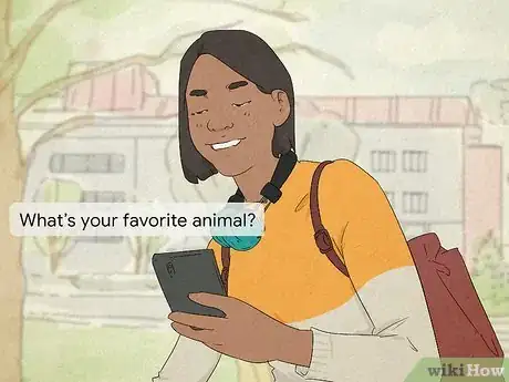 Image titled Woman smiling and texting an open-ended question.