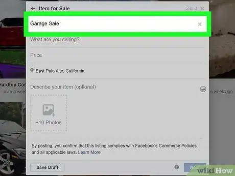 Image titled Advertise a Garage Sale on Facebook on PC or Mac Step 4