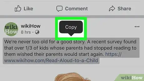 Image titled Copy and Paste on Facebook Step 4