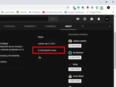 Image titled Check the Total Views of a YouTube Channel.png