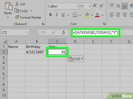 Image titled Calculate Age on Excel Step 15