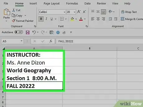 Image titled Create a Gradebook on Microsoft Excel Step 4