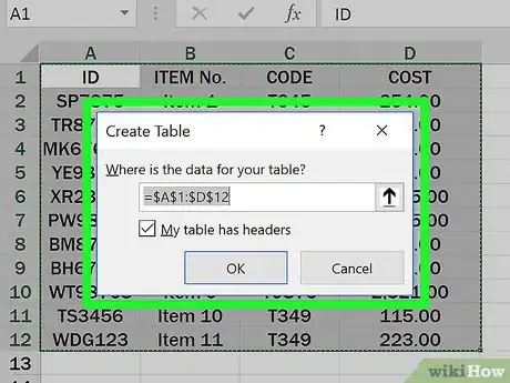 Image titled Make Tables Using Microsoft Excel Step 5