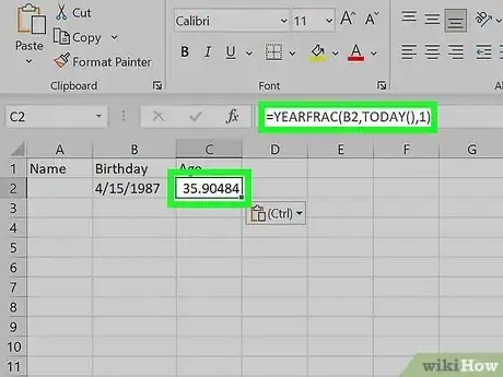 Image titled Calculate Age on Excel Step 10