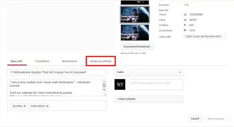 Image titled YouTube Video Manager; Advanced settings.png