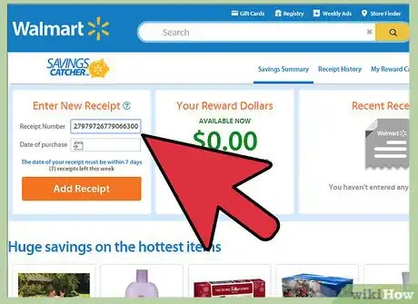 Image titled Enter Receipts for Walmart's Savings Center via the Walmart Website Step 3