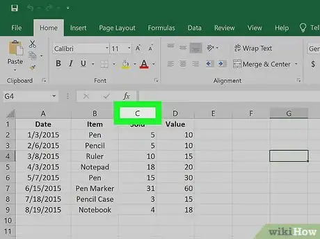 Image titled Move Columns in Excel Step 1