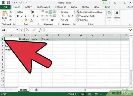 Image titled Create a Family Meal Plan in Excel Step 7