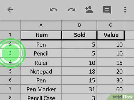 Image titled Delete Rows on Google Sheets on Android Step 3