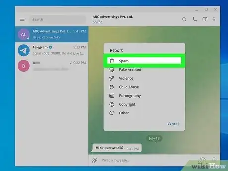 Image titled Report Spam on Telegram on PC or Mac Step 3