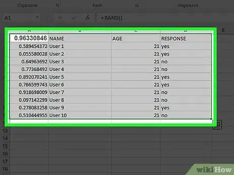 Image titled Create a Random Sample in Excel Step 16