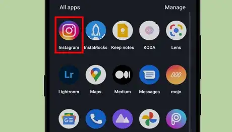 Image titled Instagram on android app drawer.png
