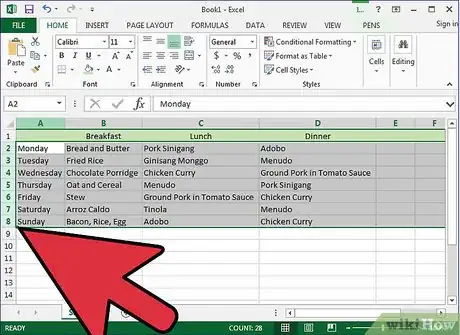 Image titled Create a Family Meal Plan in Excel Step 16