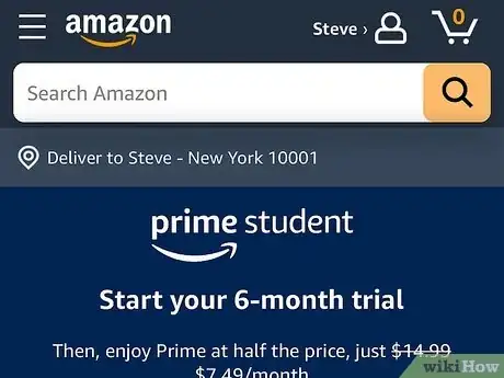 Image titled Sign Up for Free Amazon Prime Student