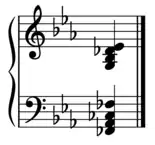 A small music staff showing a chord.