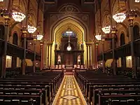 Interior of the Moorish Revival Central Synagogue (1872) by Henry Fernbach in Manhattan, New York