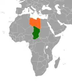 Map indicating locations of Chad and Libya