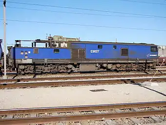 Right side view of no. E9027, Salkor yard, Saldanha, 14 July 2011