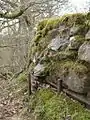 Part of the formation, reinforced by sections of rail - in remarkably good condition.