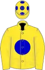 Yellow, blue disc, spots on cap