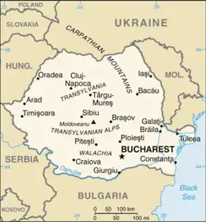 Political map of Romania