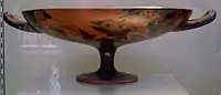 Kylix type B, no turned or "offset" lip, nor a "fillet", so the profile runs smoothly from lip to foot