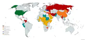Countries sanctioned in some form by the US (not including China)